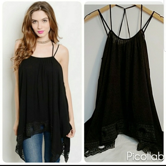 Solemio Tops - Handerkerchief Lace Hem Tunic top